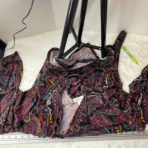 Jaclyn Smith XXL Womens Wrap Blouse Purple Paisley Pattern Whimsigoth - Picture 8 of 10